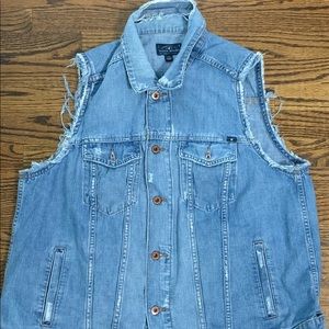 Distressed jean vest